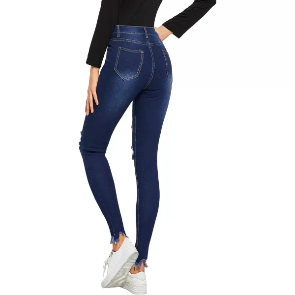 SweatyRocks Women's Hight Waisted Stretch Ripped Skinny Jeans Distressed Denim Pants
