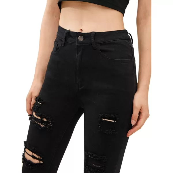 SweatyRocks Women's Hight Waisted Stretch Ripped Skinny Jeans Distressed Denim Pants