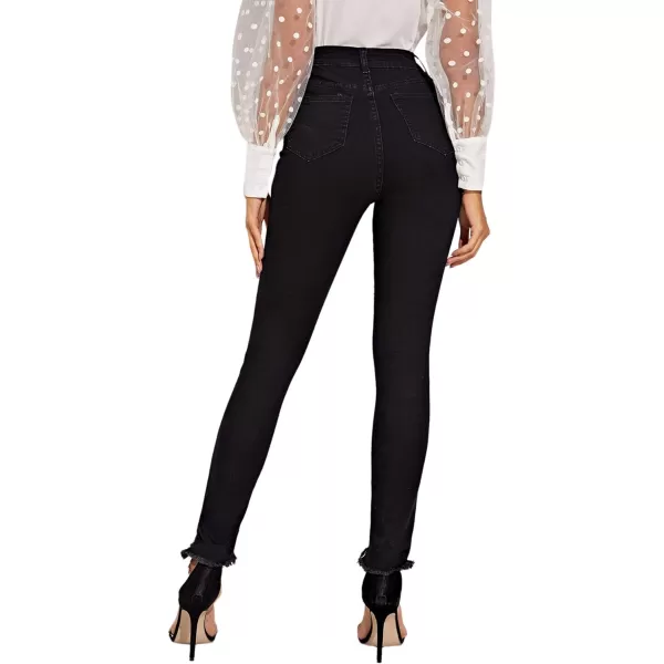 SweatyRocks Women's Hight Waisted Stretch Ripped Skinny Jeans Distressed Denim Pants
