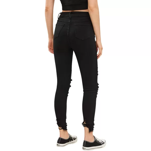 SweatyRocks Women's Hight Waisted Stretch Ripped Skinny Jeans Distressed Denim Pants
