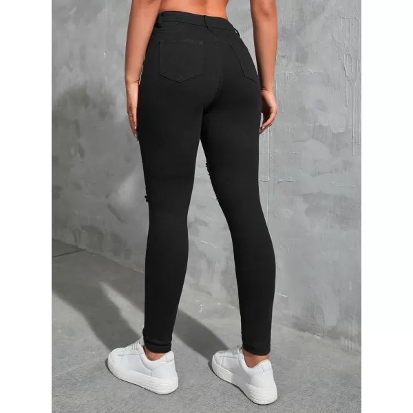 SweatyRocks Women's Hight Waisted Stretch Ripped Skinny Jeans Distressed Denim Pants