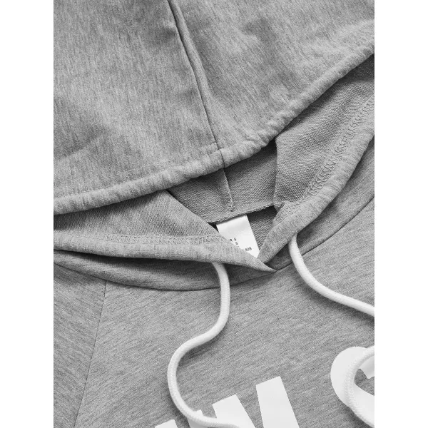 SweatyRocks Women's Hoodie Letter Print Long Sleeve Hooded Sweatshirt Pullover Top