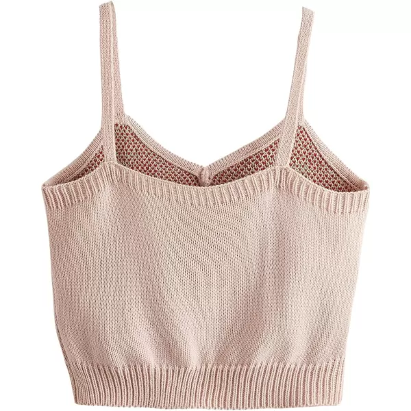 SweatyRocks Women's Lace Patchwork Spaghetti Strap Crop Cami Cute Ribbed Knit Slim Fit V Neck Camisole Tank Tops