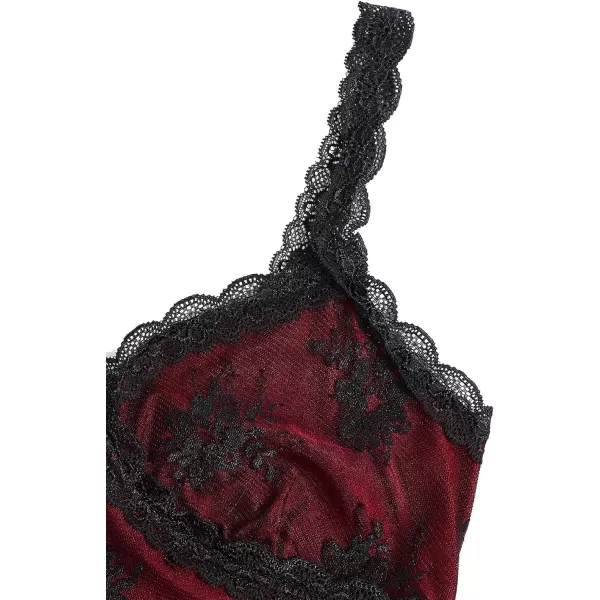 SweatyRocks Women's Lace Patchwork Spaghetti Strap Crop Cami Cute Ribbed Knit Slim Fit V Neck Camisole Tank Tops