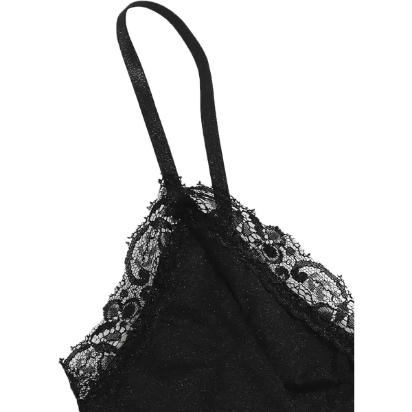 SweatyRocks Women's Lace Trim Underwear Lingerie Straps Bralette and Panty Set