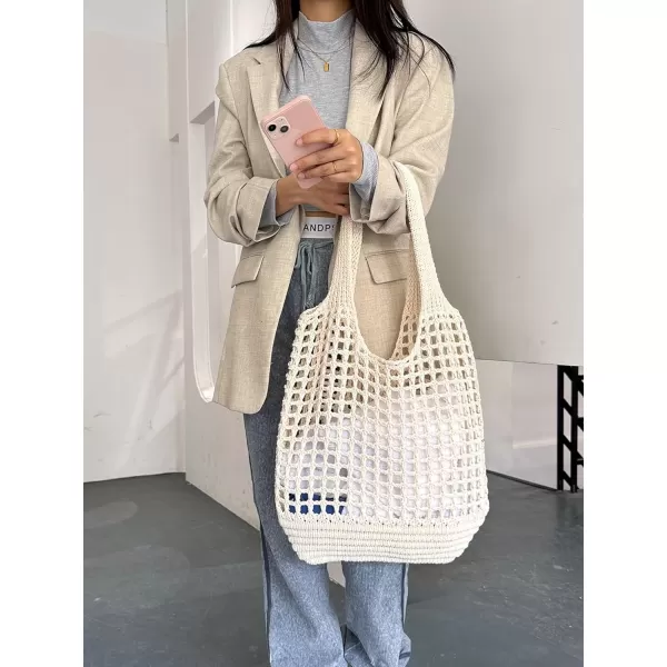 SweatyRocks Women's Large Hollow Out Shoulder Bag Knitted Crochet Mesh Shopping Tote Beach Bags