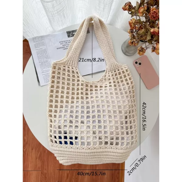 SweatyRocks Women's Large Hollow Out Shoulder Bag Knitted Crochet Mesh Shopping Tote Beach Bags