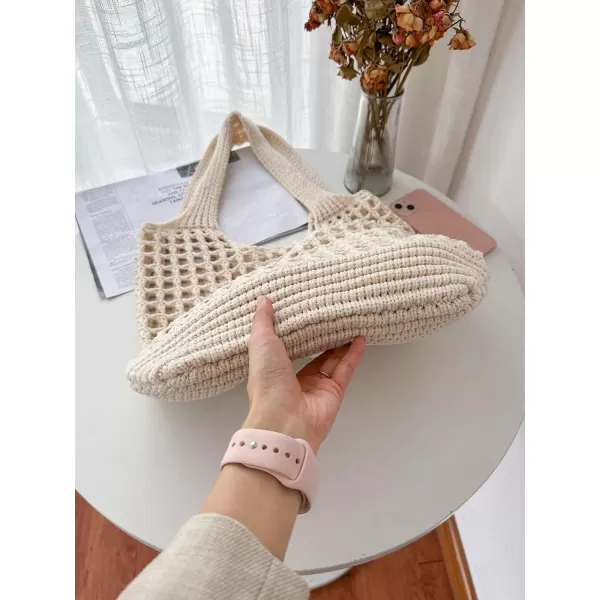 SweatyRocks Women's Large Hollow Out Shoulder Bag Knitted Crochet Mesh Shopping Tote Beach Bags