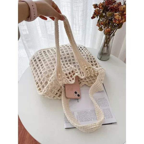 SweatyRocks Women's Large Hollow Out Shoulder Bag Knitted Crochet Mesh Shopping Tote Beach Bags