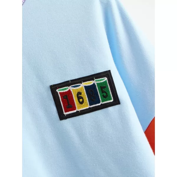SweatyRocks Women's Letter Print Color Block Crop Sweatshirt Long Sleeve Pullover Tops