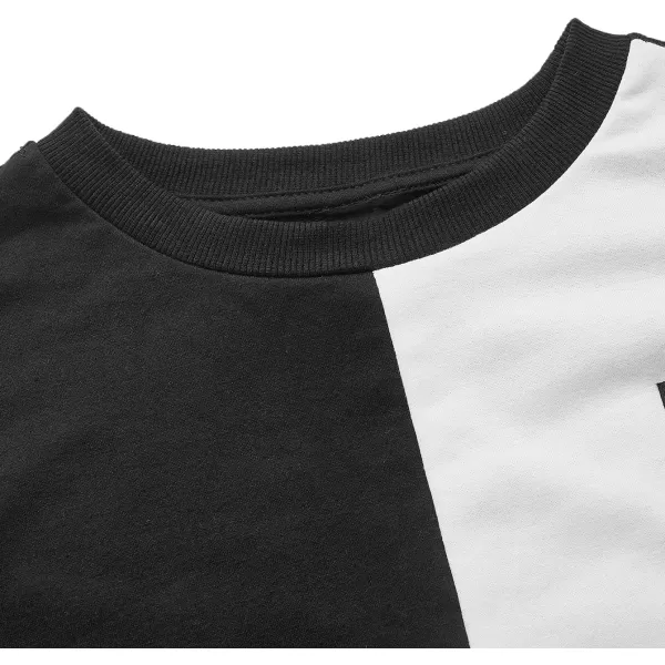 SweatyRocks Women's Letter Print Color Block Crop Sweatshirt Long Sleeve Pullover Tops