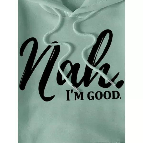SweatyRocks Women's Letter Print Long Sleeve Drop Shoulder Pocket Front Drawstring Hooded Sweatshirts