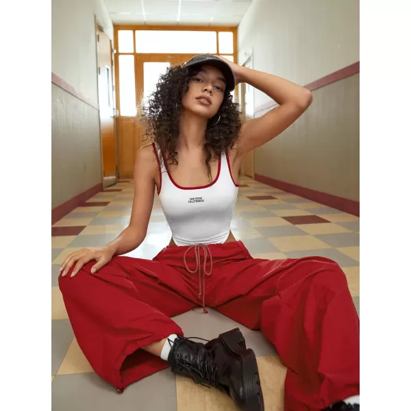 SweatyRocks Women's Letter Print Scoop Neck Backless Tank Top Casual Sleeveless High Cut Bodysuit Leotard