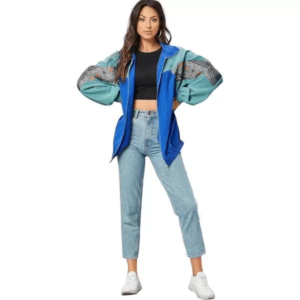 SweatyRocks Women's Lightweight Windbreaker Patchwork Zipper Sport Jacket Coat Outerwear