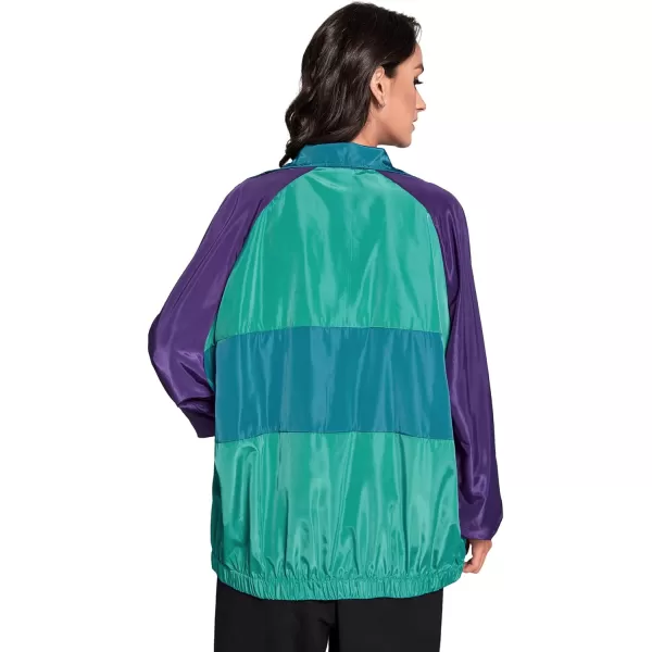 SweatyRocks Women's Lightweight Windbreaker Patchwork Zipper Sport Jacket Coat Outerwear