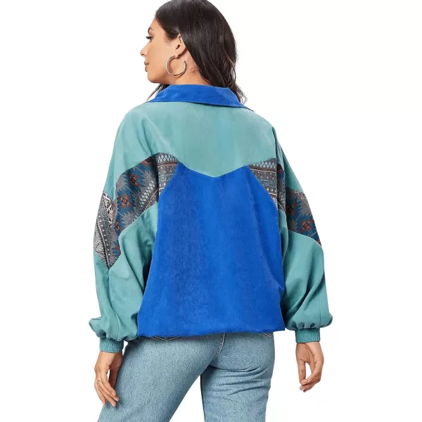 SweatyRocks Women's Lightweight Windbreaker Patchwork Zipper Sport Jacket Coat Outerwear