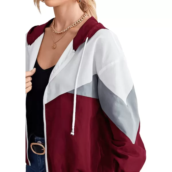 SweatyRocks Women's Lightweight Windbreaker Patchwork Zipper Sport Jacket Coat Outerwear