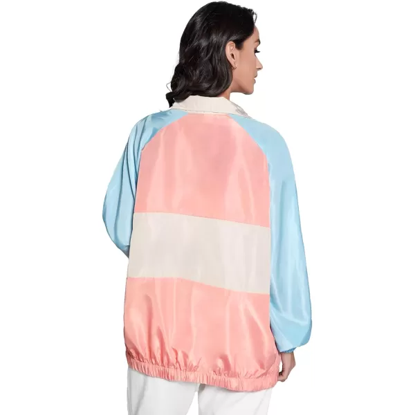 SweatyRocks Women's Lightweight Windbreaker Patchwork Zipper Sport Jacket Coat Outerwear