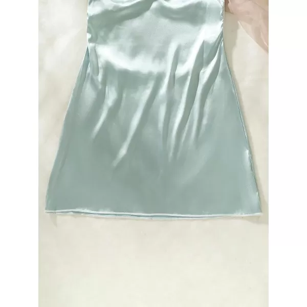 SweatyRocks Women's Lingerie Lace Trim Satin Silk Nightgown Sleepwear Dress