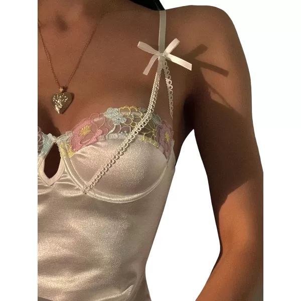 SweatyRocks Women's Lingerie Lace Trim Satin Silk Nightgown Sleepwear Dress