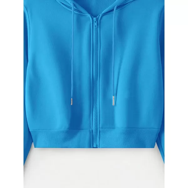 SweatyRocks Women's Long Sleeve Drawstring Full Zip Hooded Jacket Crop Sweatshirt