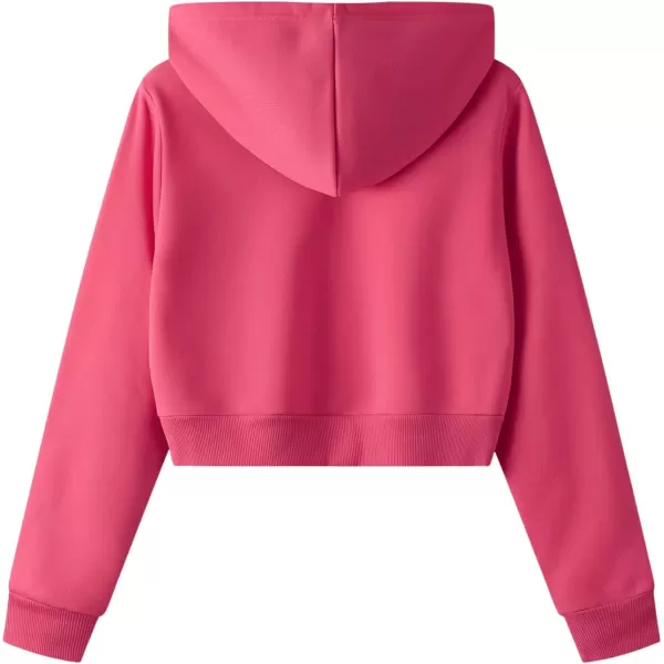 SweatyRocks Women's Long Sleeve Drawstring Full Zip Hooded Jacket Crop Sweatshirt