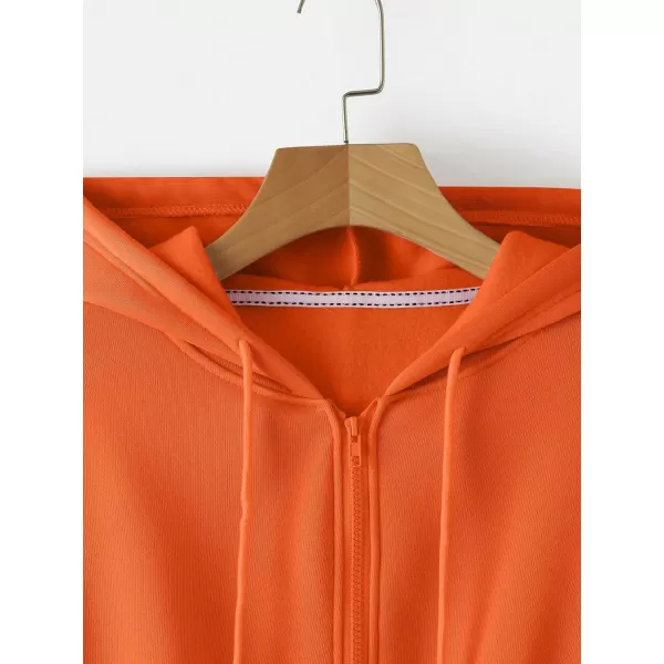 SweatyRocks Women's Long Sleeve Drawstring Full Zip Hooded Jacket Crop Sweatshirt