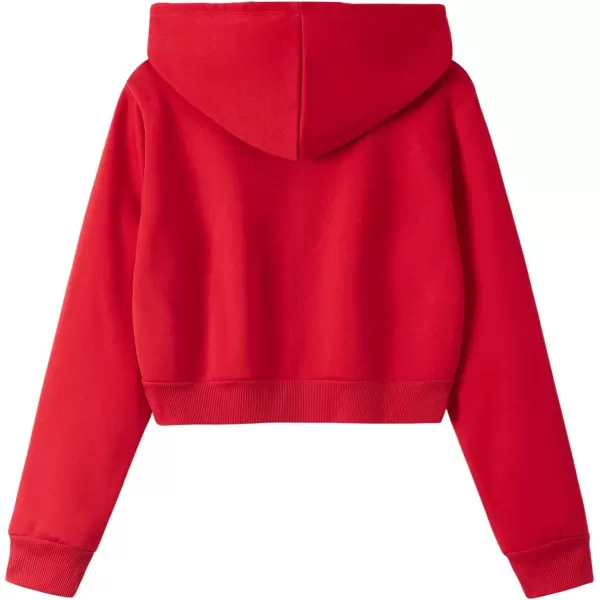 SweatyRocks Women's Long Sleeve Drawstring Full Zip Hooded Jacket Crop Sweatshirt