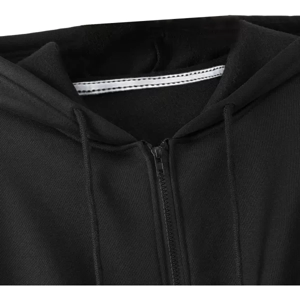 SweatyRocks Women's Long Sleeve Drawstring Full Zip Hooded Jacket Crop Sweatshirt