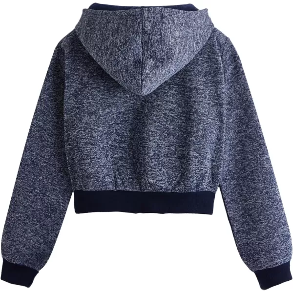 SweatyRocks Women's Long Sleeve Drawstring Full Zip Hooded Jacket Crop Sweatshirt