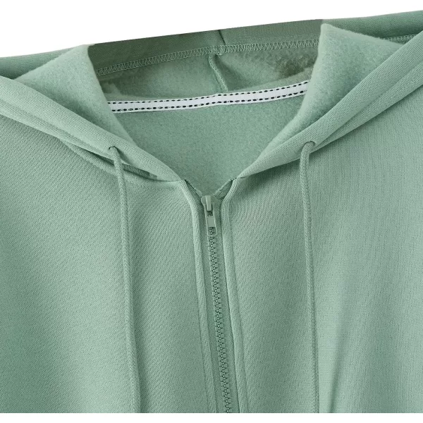 SweatyRocks Women's Long Sleeve Drawstring Full Zip Hooded Jacket Crop Sweatshirt