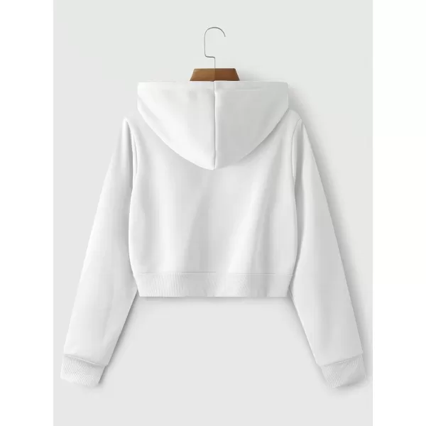 SweatyRocks Women's Long Sleeve Drawstring Full Zip Hooded Jacket Crop Sweatshirt