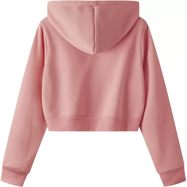 SweatyRocks Women's Long Sleeve Drawstring Full Zip Hooded Jacket Crop Sweatshirt
