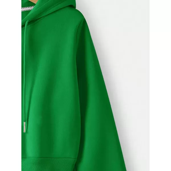 SweatyRocks Women's Long Sleeve Drawstring Full Zip Hooded Jacket Crop Sweatshirt