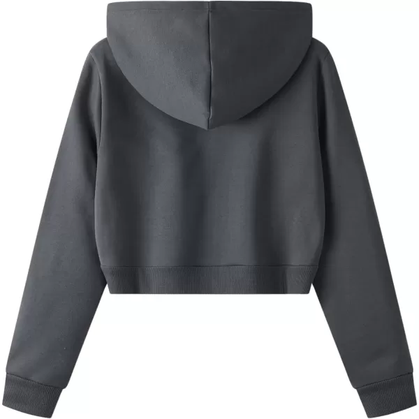 SweatyRocks Women's Long Sleeve Drawstring Full Zip Hooded Jacket Crop Sweatshirt