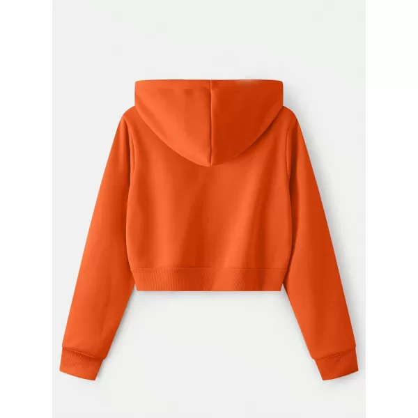 SweatyRocks Women's Long Sleeve Drawstring Full Zip Hooded Jacket Crop Sweatshirt