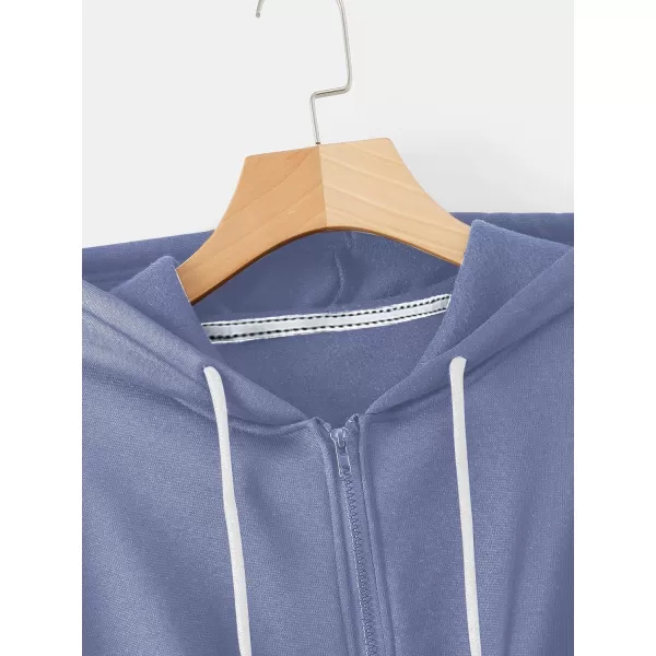 SweatyRocks Women's Long Sleeve Drawstring Full Zip Hooded Jacket Crop Sweatshirt
