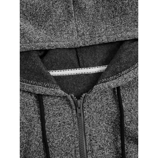 SweatyRocks Women's Long Sleeve Drawstring Full Zip Hooded Jacket Crop Sweatshirt