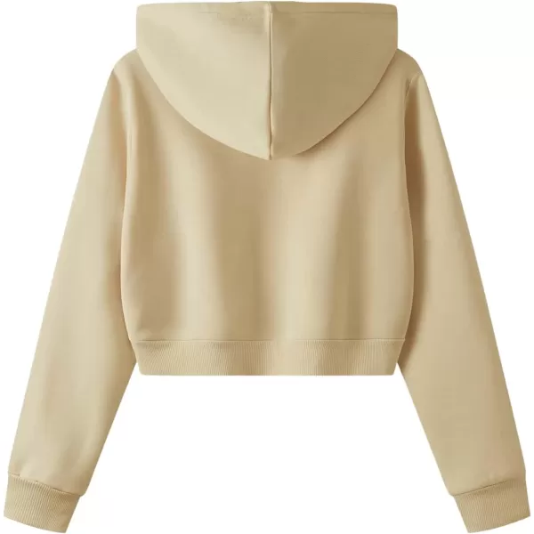 SweatyRocks Women's Long Sleeve Drawstring Full Zip Hooded Jacket Crop Sweatshirt
