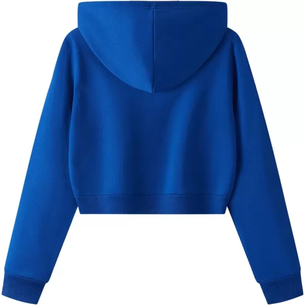 SweatyRocks Women's Long Sleeve Drawstring Full Zip Hooded Jacket Crop Sweatshirt