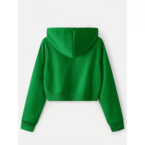 SweatyRocks Women's Long Sleeve Drawstring Full Zip Hooded Jacket Crop Sweatshirt