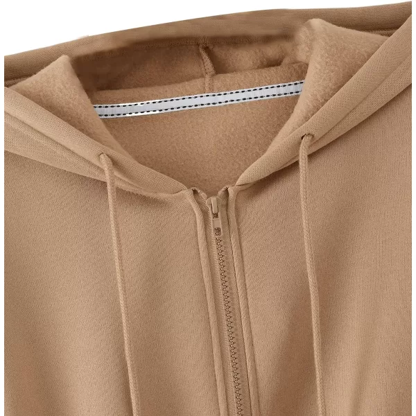 SweatyRocks Women's Long Sleeve Drawstring Full Zip Hooded Jacket Crop Sweatshirt