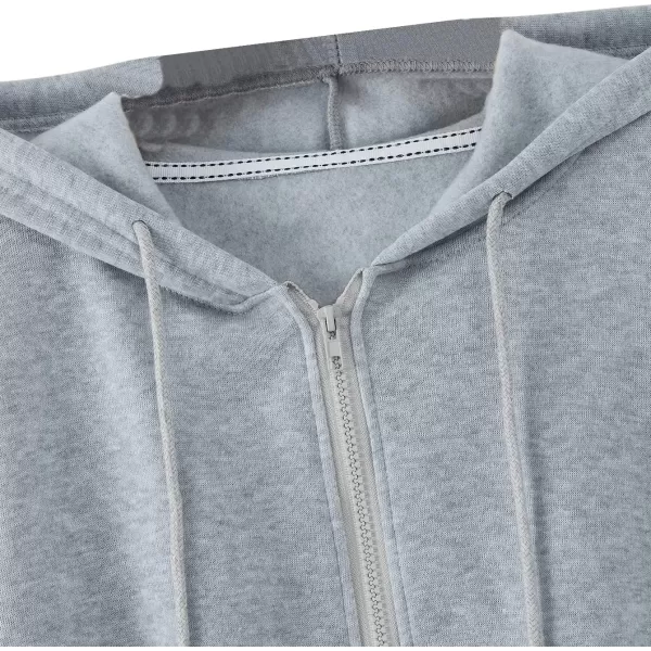 SweatyRocks Women's Long Sleeve Drawstring Full Zip Hooded Jacket Crop Sweatshirt