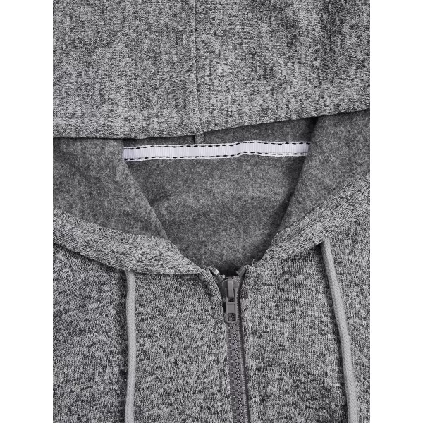 SweatyRocks Women's Long Sleeve Drawstring Full Zip Hooded Jacket Crop Sweatshirt