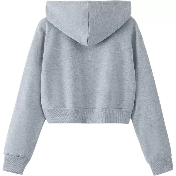 SweatyRocks Women's Long Sleeve Drawstring Full Zip Hooded Jacket Crop Sweatshirt