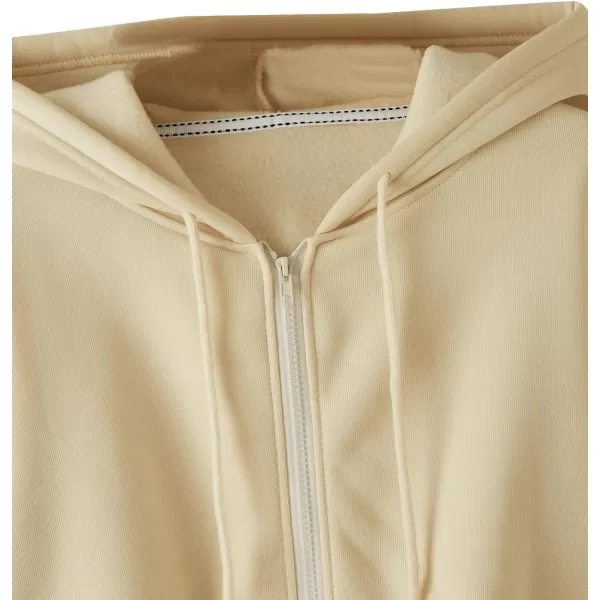 SweatyRocks Women's Long Sleeve Drawstring Full Zip Hooded Jacket Crop Sweatshirt