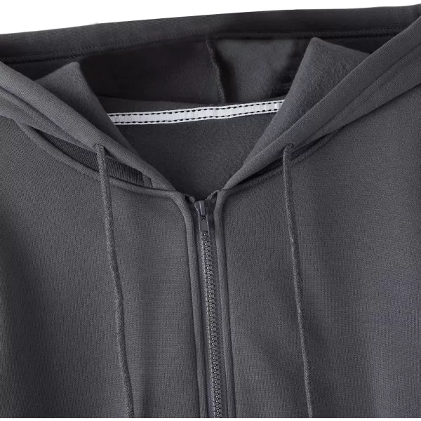 SweatyRocks Women's Long Sleeve Drawstring Full Zip Hooded Jacket Crop Sweatshirt