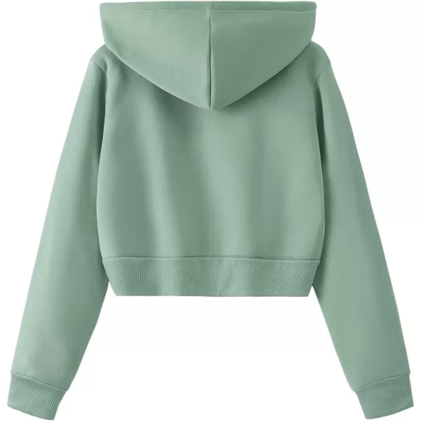 SweatyRocks Women's Long Sleeve Drawstring Full Zip Hooded Jacket Crop Sweatshirt