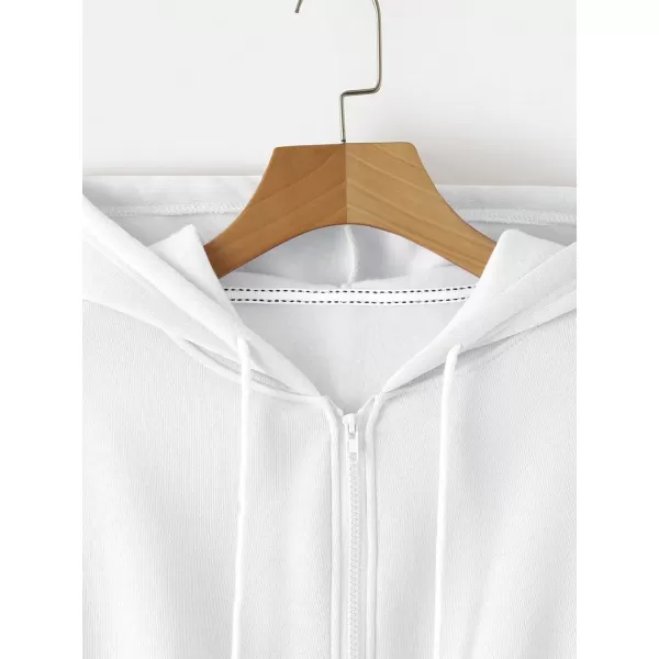 SweatyRocks Women's Long Sleeve Drawstring Full Zip Hooded Jacket Crop Sweatshirt