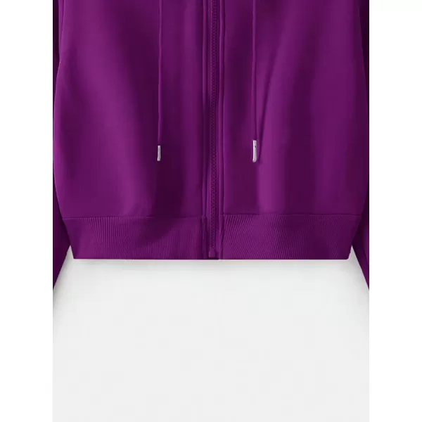 SweatyRocks Women's Long Sleeve Drawstring Full Zip Hooded Jacket Crop Sweatshirt